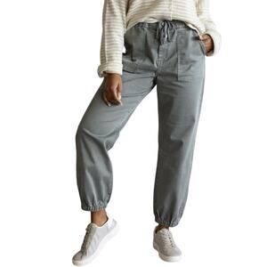 Mica Cropped Jogger Pants for Women Ash Grey Soft Brushed Cotton Size L Boho
